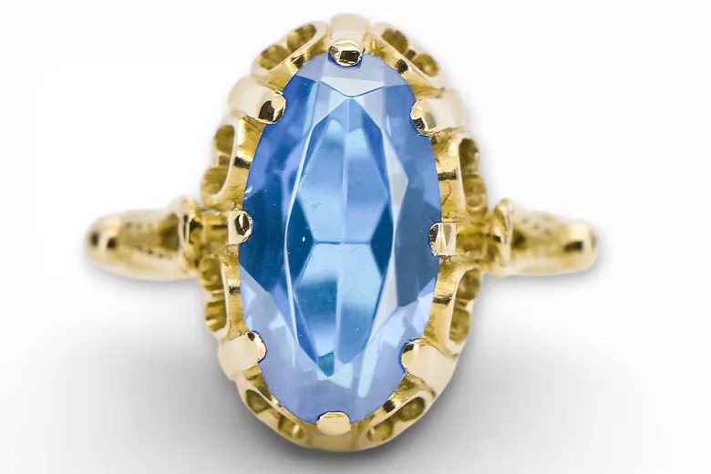  Vintage style Ακβαμαρίνη Κίτρινος χρυσός 14 καρατίων vrc134y